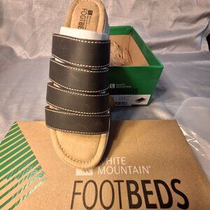White Mountain Footbeds Black Fascinate Athletic Wedge Slide Sandal 8.5M